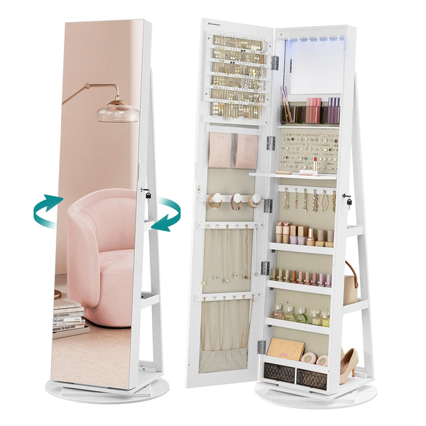 SONGMICS Rotating LED Mirror Jewellery Cabinet B34UKJJC007W02