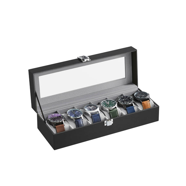 SONGMICS 6 Slots Velvet Lining Watch Box UKJWB06BK