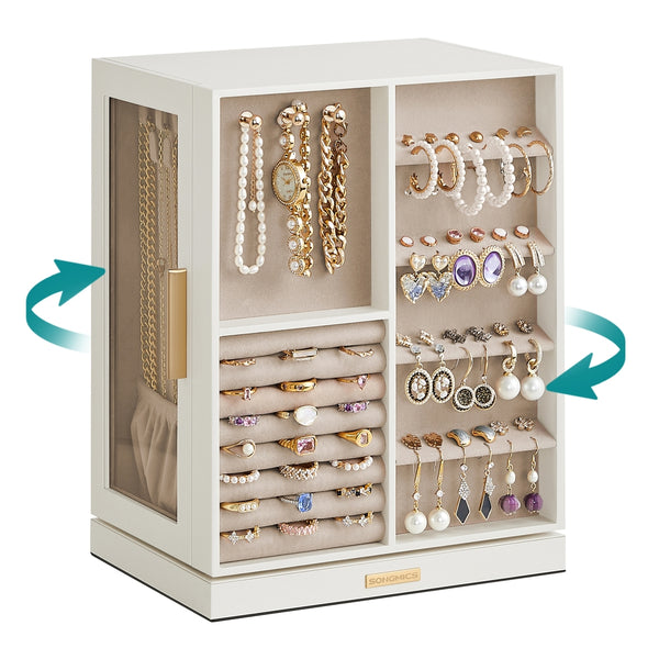SONGMICS 360° Rotating Jewellery Box with 5 Drawers UKJBC170W01