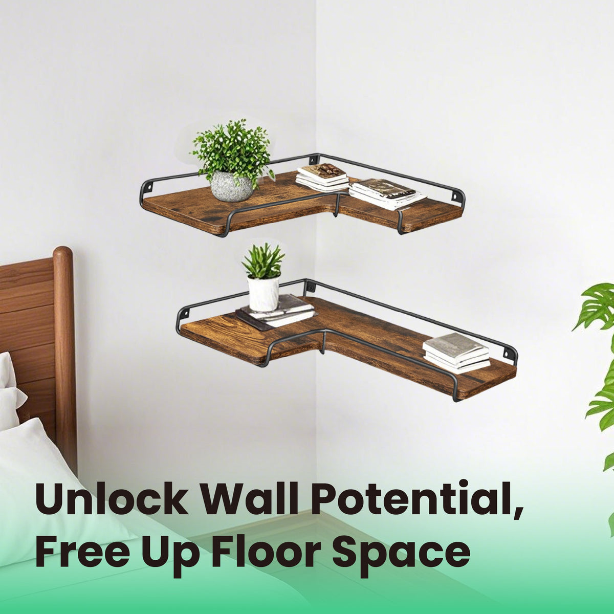 VASAGLE Set of 2 L-Shaped Floating Shelves | SONGMICS HOME