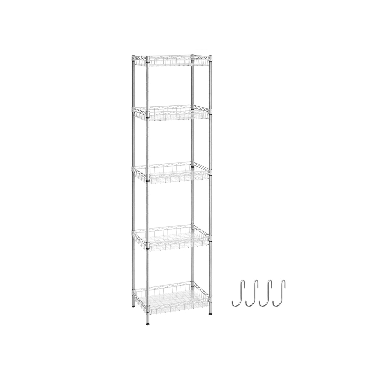 SONGMICS 3-Tier Bathroom Shelf, Wire Shelving Unit, Metal Storage Rack for Small