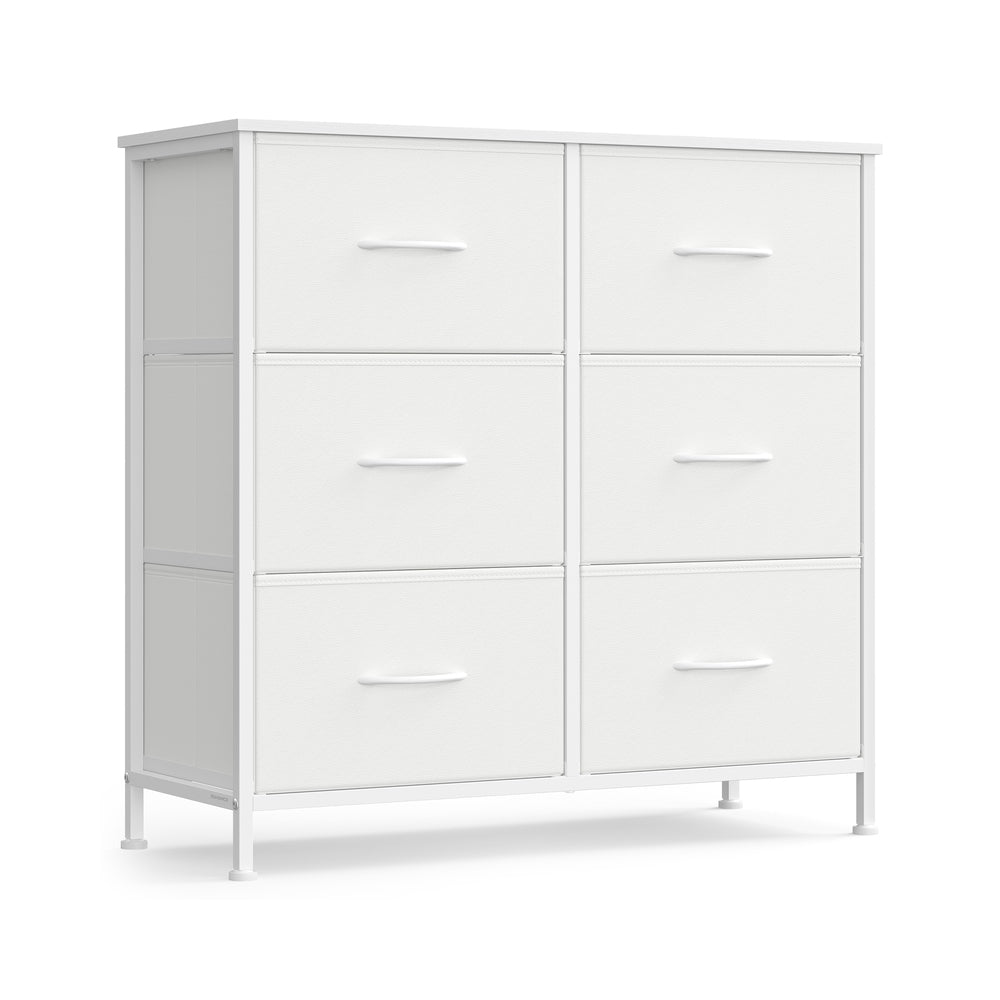 Songmics Fabric 6-Drawer Storage Unit (Snow White / Rustic Brown / Ink Black / Slate