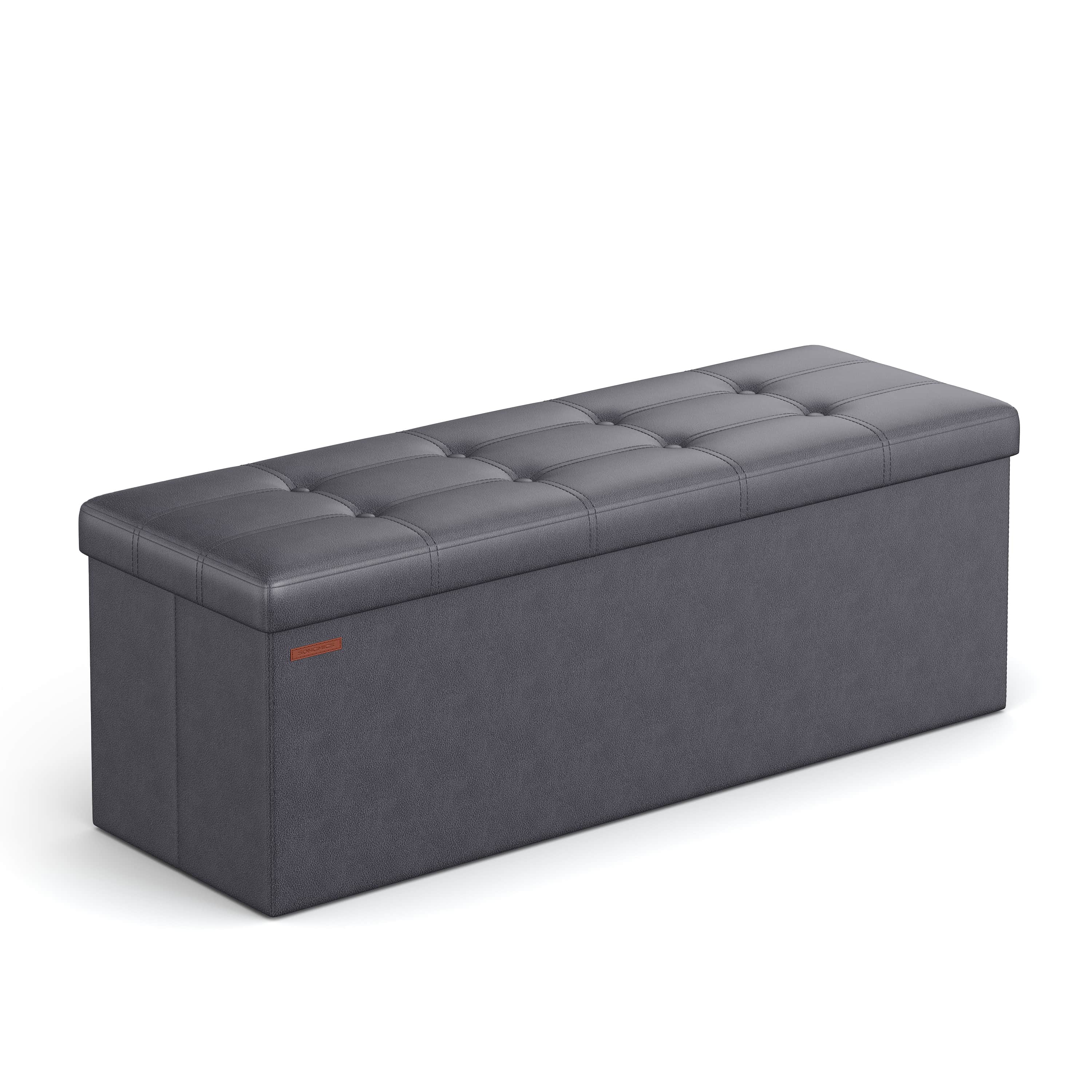 Foldable Ottoman Storage Box Synthetic Leather