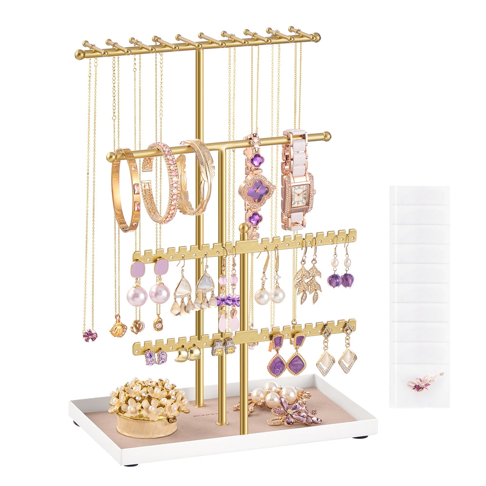 Jewellery Stand Metal Frame Velvet Tray