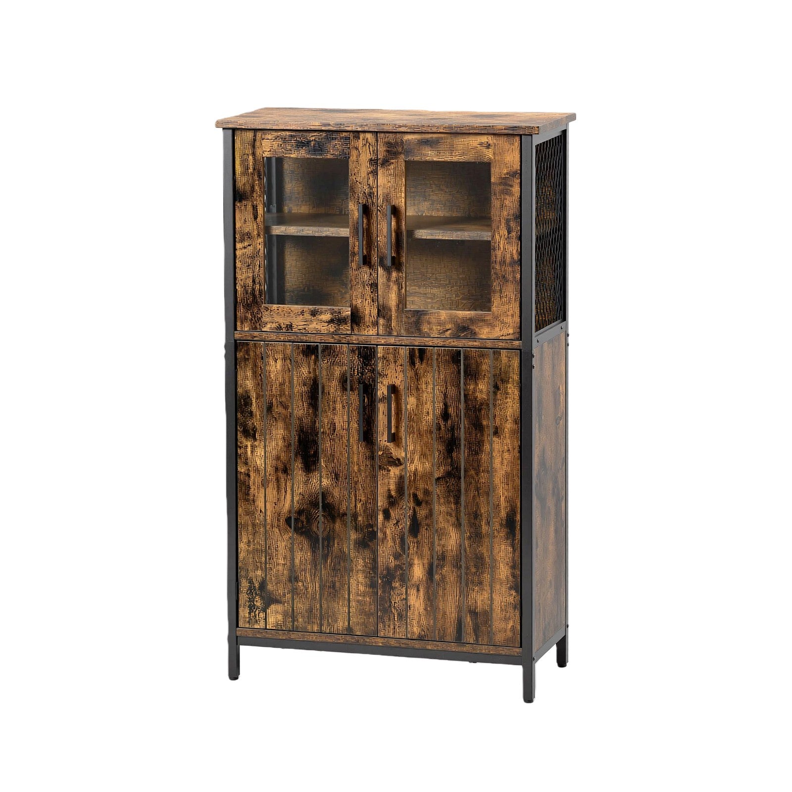 Rustic Storage Cabinet Glass Doors