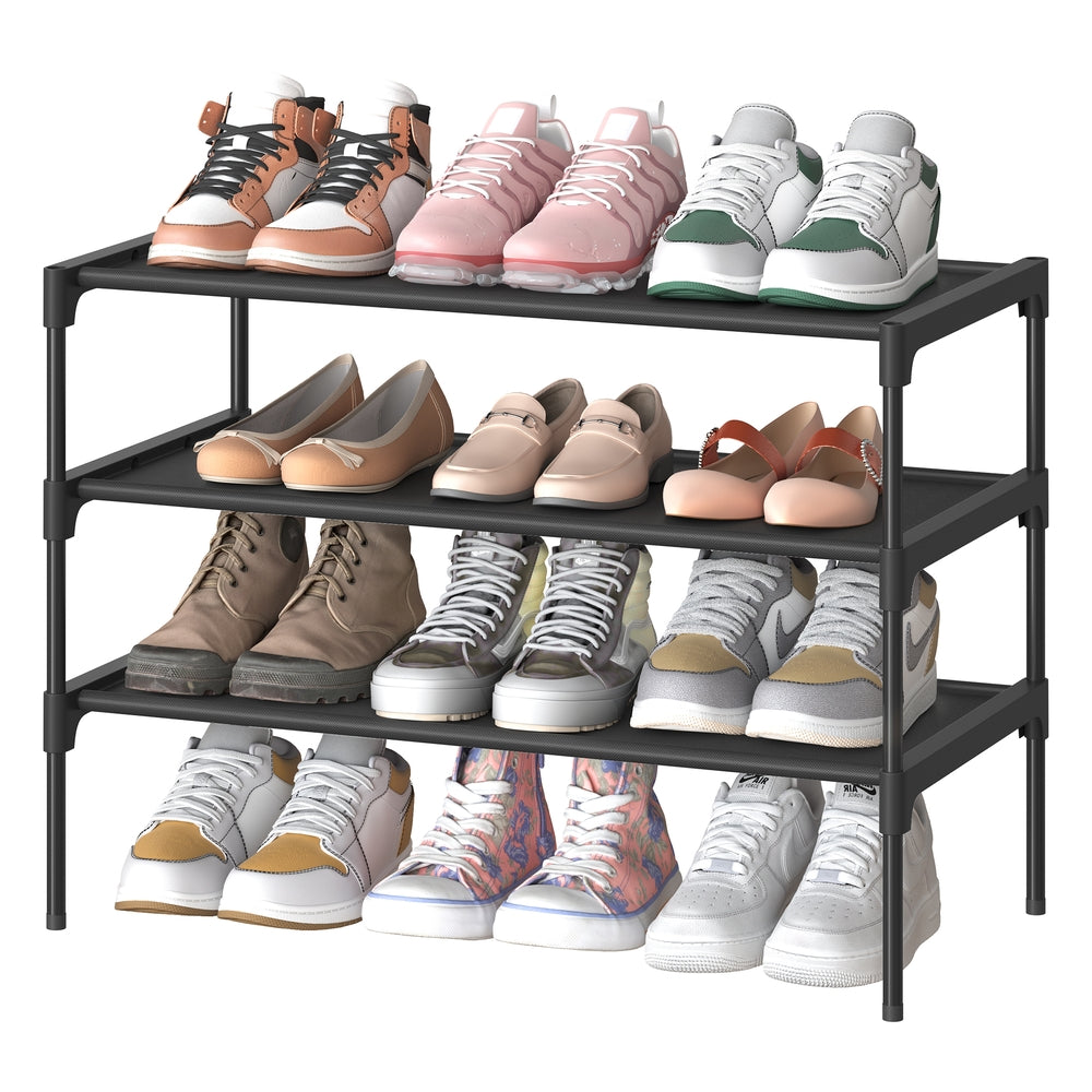 Shoe rack fabric shelves metal frame