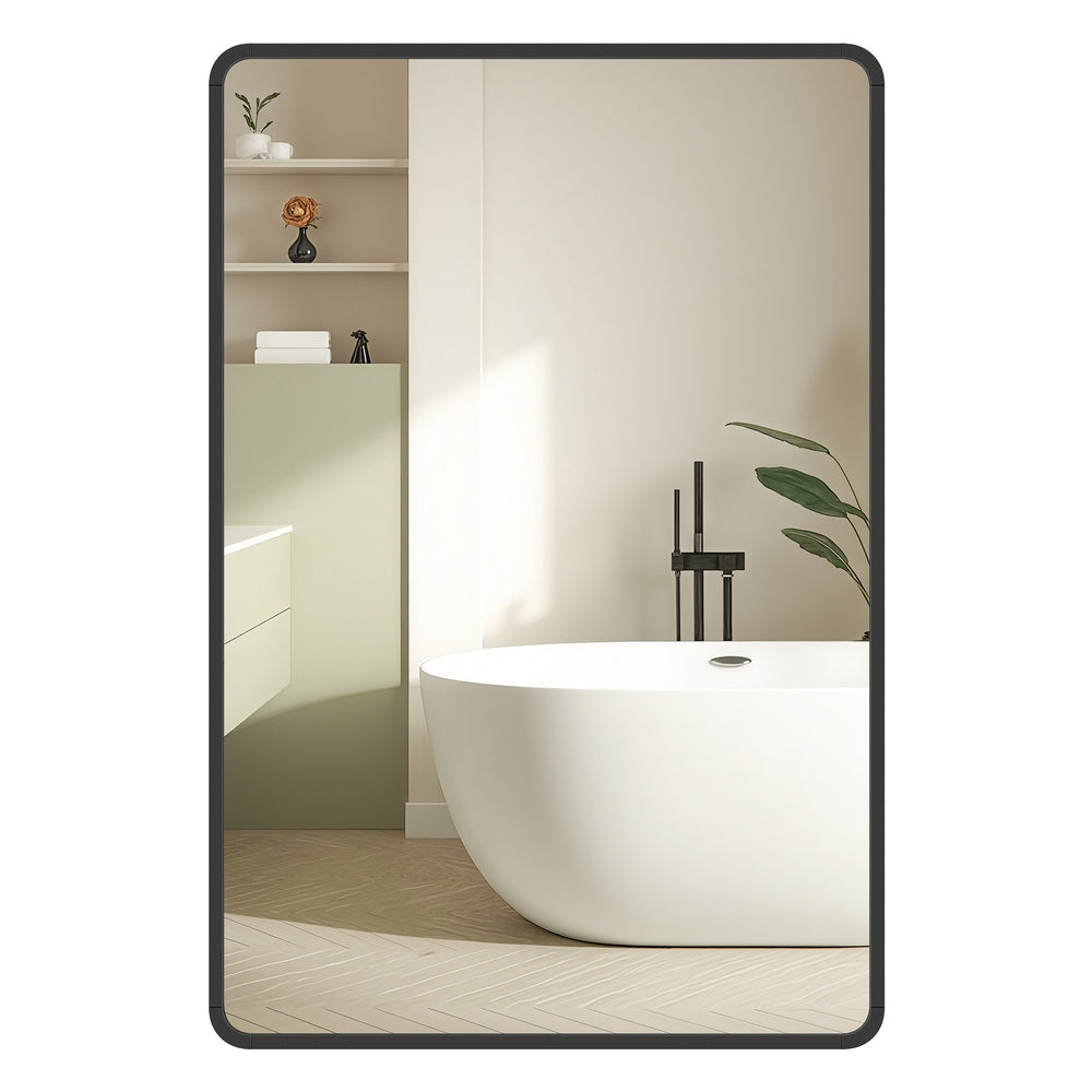 Wall mounted rectangular mirror aluminium frame safety film